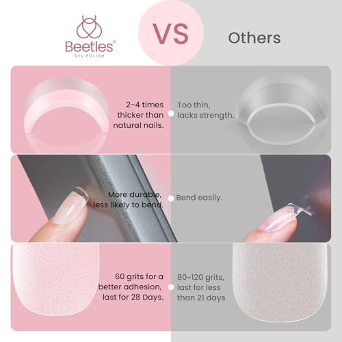 Beetles Gel Nail Tips 288 pcs Extra Short Square Nail Tips 12 Sizes Full Cover Gel Press On Nails Half Matte Acrylic Square Fake Nail Extension Set for Women Home DIY