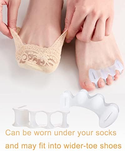 2Pairs Toe Separators Toe Spacers for Women Men to Correct Bunion, Relieve Feet Pain, Foot Alignment, Toe Straighteners for Hammertoes, Plantar Fasciitis (M, Women Shoe Size 9-12.5, Men: 7-11)