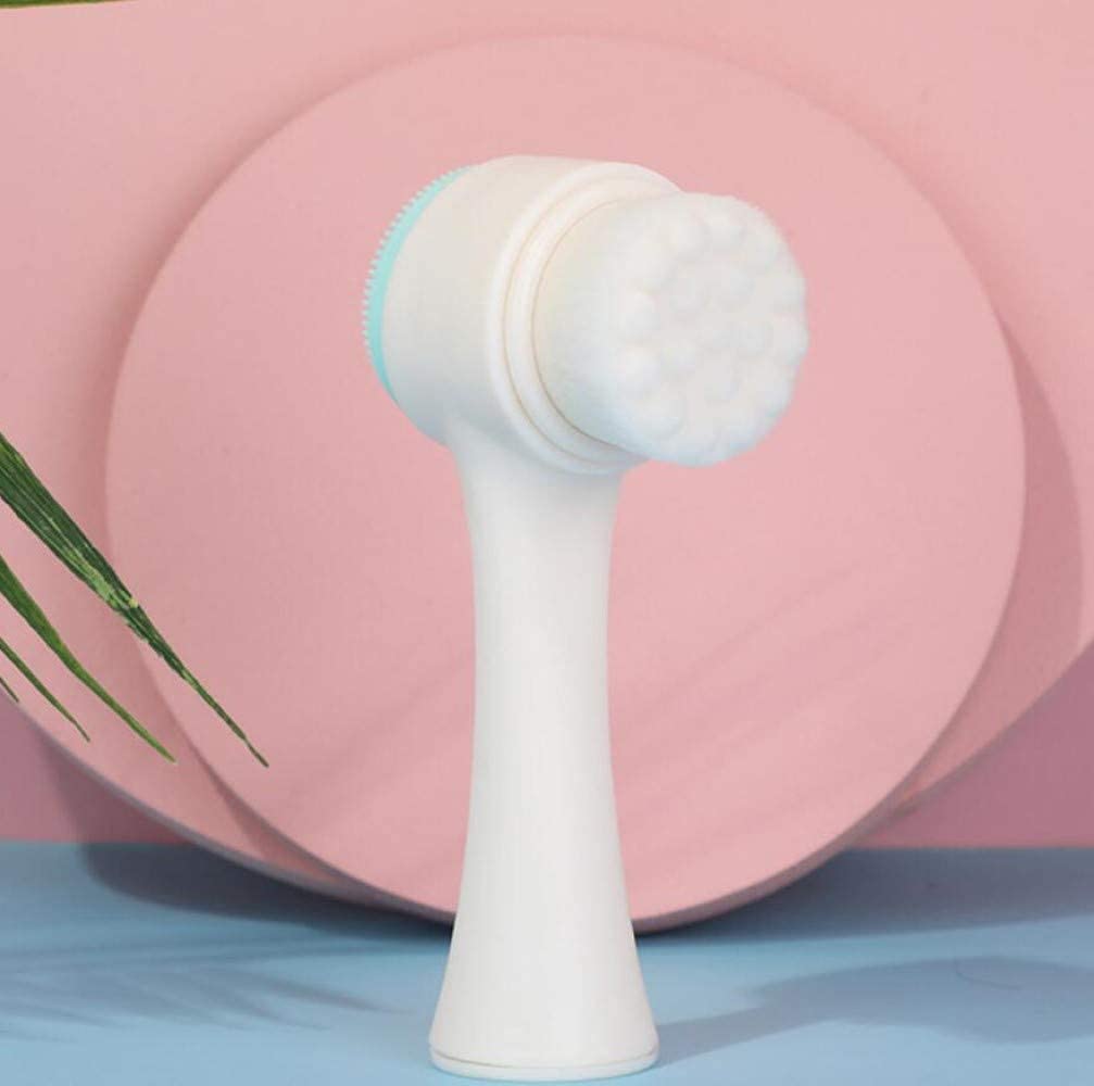 2-in-1 Facial Cleansing Brush, Silicone Manual Cleansing Brush, deep Cleansing Skin Keratin Cleaning System, Super Soft Massage pores, Suitable for All Types of Skin- (Blue)