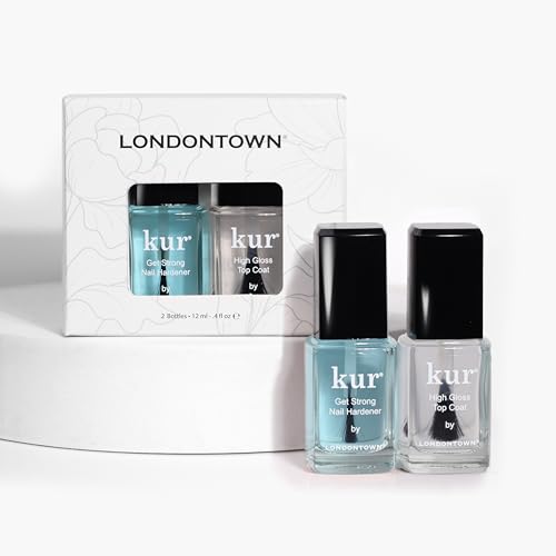 LONDONTOWN Strength & Shine Duo - Get Strong Nail Hardener and High Gloss Top Coat Manicure Nail Care Set, 0.40fl oz