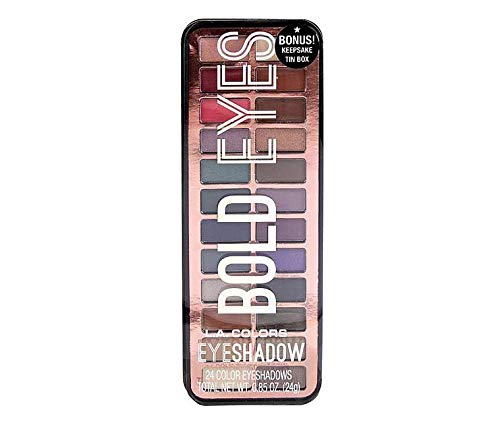 L.A.COLORS 24-Color Bold Eyes Eyeshadow Tin - 0.85 Oz.