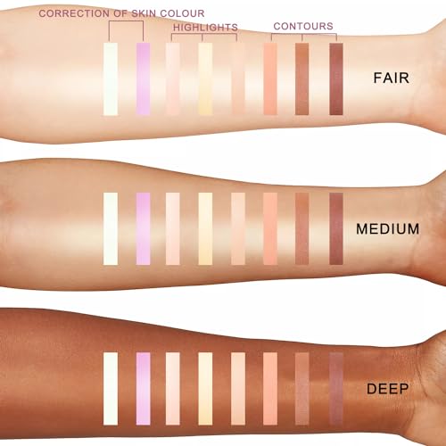 Youngfocus Cosmetics Cream Contour Best 8 Colors and Highlighting Makeup Kit - Contouring Foundation/Concealer Palette - Vegan & Cruelty Free - Step-by-Step Instructions Included