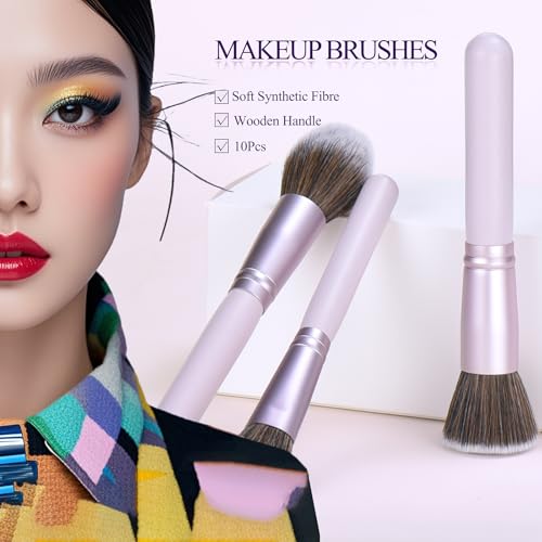 31pcs Makeup Brushes Purple And Makeup Sponges And With Tools Combination Wooden Make up Brushes For Girls Silicone Makeup Brush Cleaner Bowl Professional Makeup Brush Sets For Women(Purple 31pcs)