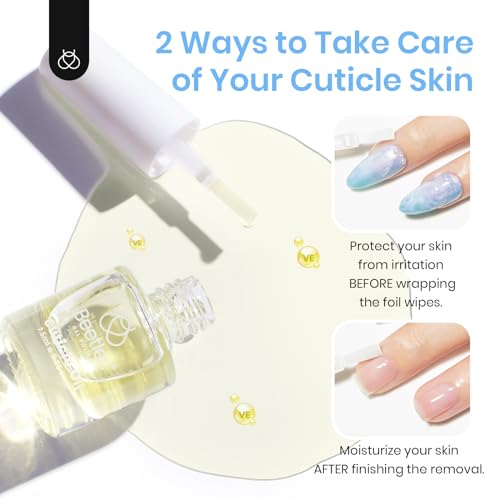 Beetles Gel Polish Remover Nail Foil Wraps 200Pcs, Nail Gel Removal Tool for Soak Off Gel Polish with Thicken Large Cotton Pad, Cuticle Oil & Cuticle Pusher, Droppers for Manicure Care