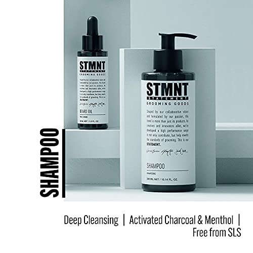 STMNT Grooming Goods Shampoo | SLS/SLES Sulfates Free | Activated Charcoal & Menthol | Removes Build Up | Fuller Feeling Hair