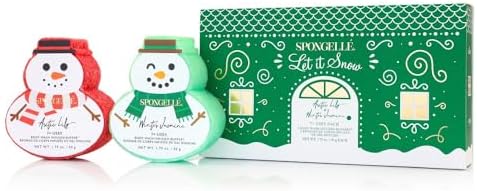 Spongellé Snowpeople Gift Set Body Wash Infused Buffers, Let It Snow