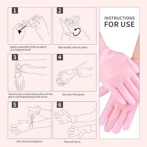 MoyRetty Silicone Moisturizing Gloves 2 Pairs, Flexible & Durable, Ideal for Dry Hands, Home Spa Experience - Pink & Beige