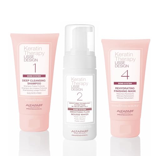 Alfaparf Milano Home Keratin Hair Treatment - Lisse Design Express Brazilian Hair Straightening and Smoothing - Formaldehyde Free - Sulfate Free