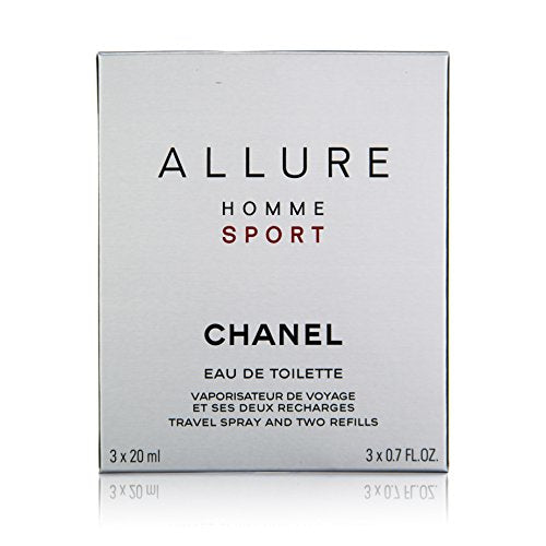 Allure Homme Sport Eau De Toilette Travel Spray (With Two Refills) - 3x20ml/0.7oz, clear, fresh Natural, 2.1 Fl Oz