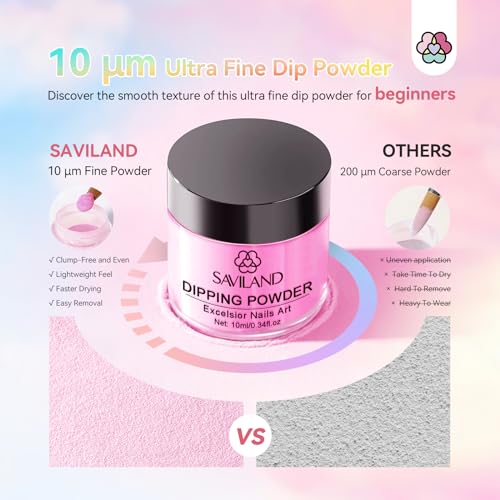 SAVILAND Dip Powder Nail Kit - 20 Summer Neon Colors with Base/Top/Activator/Brush Saver, Dipping Powder System for Starter with Keratin & Vitamin E Formula for Long-Lasting Home Manicure