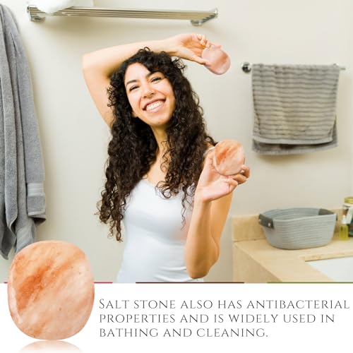 6 Pcs Flat Oval Massage Stone 3.5 x 1 x 2.6 Crystal Hand Carved Stone for Massage Therapy Himalayan Salt Massage Rocks Natural Pink Heated Warmer Stone for Spa Massage Salt and Sugar