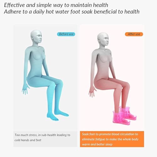 Movable Foot Soaker, Portable Feet Soaking Tub Massage Foot Bath Shoes, Bath Massager Basin Pedicure Feet Spa Shoes for Thermal Massage to Promote Blood Circulation (Large, Red)