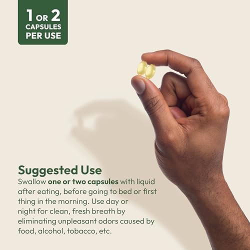 ANDREW LESSMAN Breath Plus 60 Softgels - Natural Breath Freshener, Helps Eliminate Odors from Food, Smoking, Morning Breath from The Inside Out. Peppermint, Spearmint. Easy to Swallow Softgels