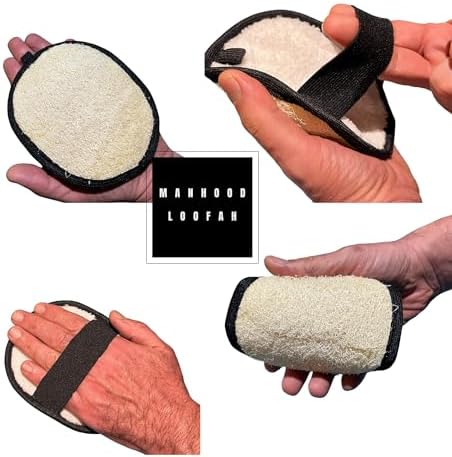 Rugged Natural Shower Loofah for Men - Tough Eco-Friendly Exfoliating Body Scrubbers, Durable & Gentle Terry Towel Cloth pad for Manly Skin Care - Lufas, Luffa, Loufas Sponges