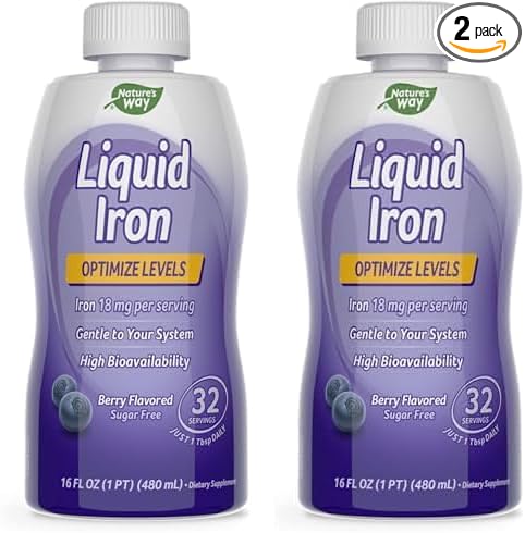 Nature's Way Liquid Iron, Provides Daily Value of Iron, Sugar Free, Berry Flavored, 16 Fl. Oz. (Pack of 2)