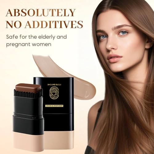 2-in-1 Hair Color Stick & Comb - Waterproof, Sweat-Proof Instant Root Touch Up for Gray Hair - Safe for Women & Men (black)