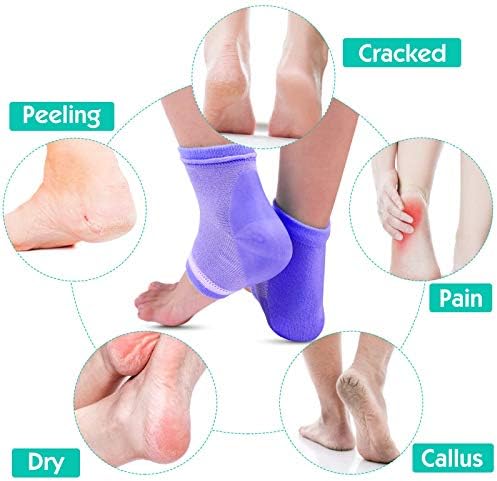 Selizo 6 Pairs Heel Moisturizing Socks Open Toe Socks Cracked Gel Heel Socks Foot Toeless Heel Repair Socks for Women Dry Hard Cracked Feet, 6 Colors