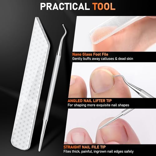 7PCS Ingrown Toenail Removal Kit, Professional Pedicure Tools for Feet, Toe Nail Clippers & Pedicure Knife Set with Corn Removers, Foot Scraper, Callus Shaver, Calloused Feet, Cuticle Remover Tool
