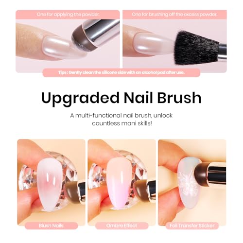 Beetles Pearl Chrome Nail Powder Gel Nail Polish Set, Glazed Donut Mirror Effect with Silicone Nail Brush, Liquid Peel Off Latex Tape Top Coat&Base Coat