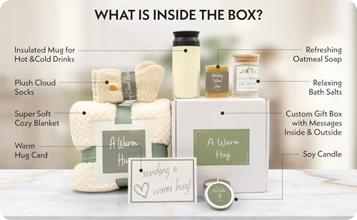 A Warm Hug Gift Box for Women - Cozy, Relaxing Self Care, Get Well, Sympathy, Thinking of You - Thoughtfully Curated Box for Her