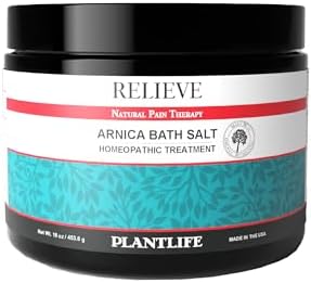 Plantlife Arnica Relieve Mineral Bath Salts - Made with Arnica and 100% Pure Essential Oils - Relieve Products are a Homeopathic Solution for Everyday Use - Works Quickly and Effectively