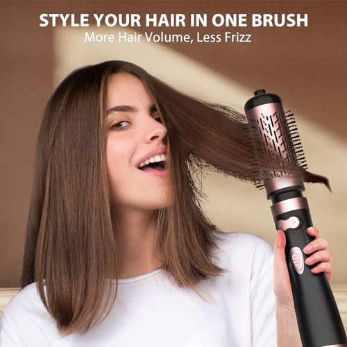 ANWA Hair Dryer Brush, 1000W 3-in-1 Rotating Blow Dryer with Detachable Brushes, Ceramic Coated Barrel for Salon-Quality Styling, Suitable for All Hair Types