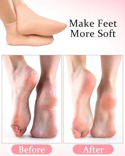 2 Pairs Silicone Socks for Dry Cracked Feet, XL Anti Slip Soft Moisturizing Socks Softening Feet, Ultra-high Stretch Pedicure Socks Foot Care After Pedicure