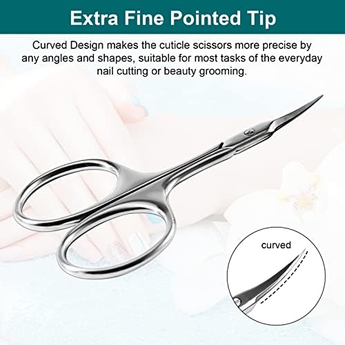 CGBE Manicure Scissors, Extra Fine Eyebrow Scissors for Grooming, Curved Blade Nail Scissors Precise Pointed Tip Grooming Kit for Eyebrow, Eyelash, Trim Nail and Dry Skin