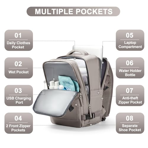 coofay Travel Backpack Carry on Flight Approved Mochila De Viaje Large Backpack for Travel Backpacks for Men Women Carry on Backpack for Airplanes Personal Item Travel Bag 18x14x8 Inches Travel Bag
