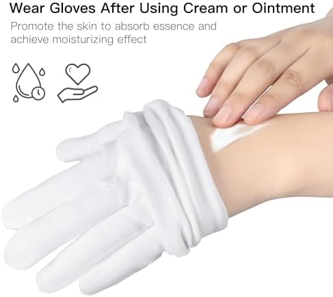 12 Pairs Cotton Moisturizing Gloves and Socks Set (1 Washing Bag Included), Dry Hands Feet Overnight Lotion SPA Treatment, Eczema Skin Friendly, Breathable and Soft Glove Liners for Summer