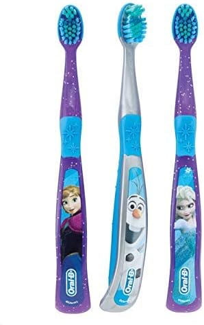 Oral-B Disney Frozen Kids Toothbrush 3+ Years Old Extra Soft Bundle Characters Elsa, Ann & Olaf - Pack of 3