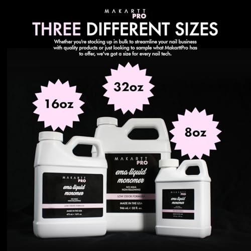 Low Odor, MMA Free Monomer, Non-Yellowing Professional Grade Formula, Beginner Nail Tech Friendly - Essential Acrylic Nail Supply for Nail Technicians (8 fl oz)