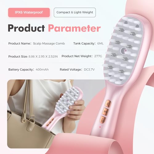 2025 New Upgraded Rechargeable 3-in-1 Scalp Massager Nano Mist Hair Oil Applicator Brush with Cooling Vibration & Hydrating Design | Effortless Detangling, Soothing Relaxation for All Hair Types