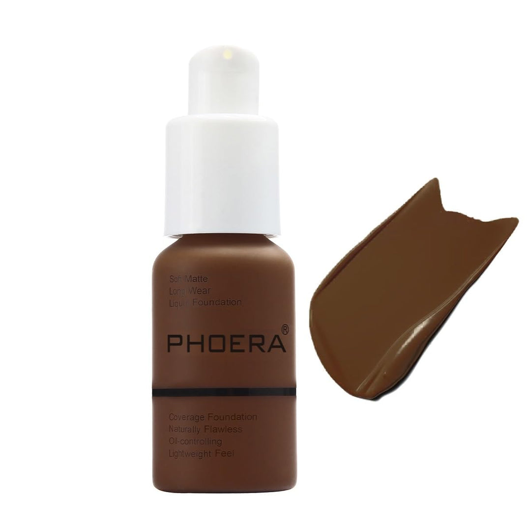 Phoera Foundation,Full Coverage Flawless Soft Matte 24 Hr Oil Control Waterproof Concealer Liquid Foundation Makeup. 1Pcs-114# E