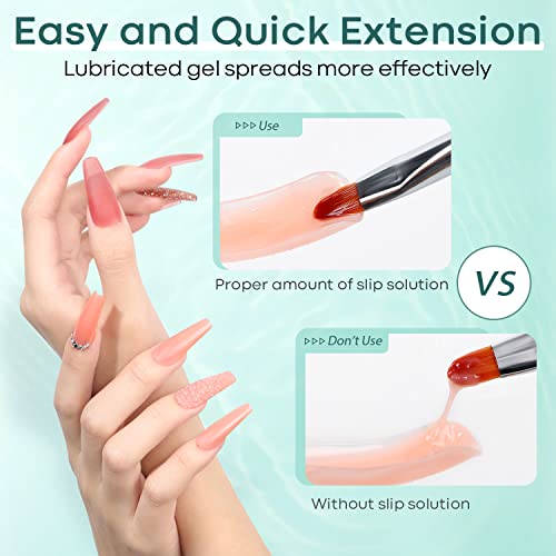 Modelones Slip Solution for Poly Gel, Anti-Stick Gel Nail Extension Complete Kit with Nail Forms Tips Clips Art Tool DIY at Home