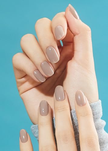 ohora Semi Cured Gel Nail Strips (N Cream Beige) - Nude, Solid, Works with Any UV/LED Lamps, Salon-Quality, Long Lasting, Easy to Apply & Remove - Includes 2 Prep Pads, Nail File & Wooden Stick