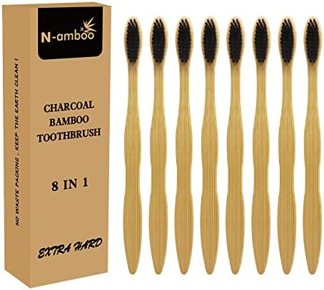 Extra Hard Bamoo Toothbrush 8 Pieces of One Pack Firm Bristles Super Hard Toothbrush