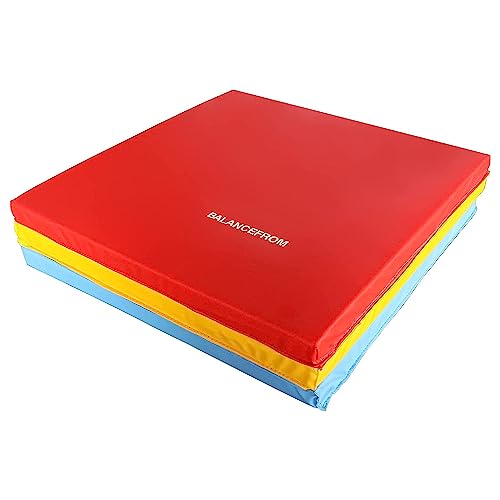 BalanceFrom Folding Gymnastics Mat Home Gym Floor Tumbling Equipment, Multicolor