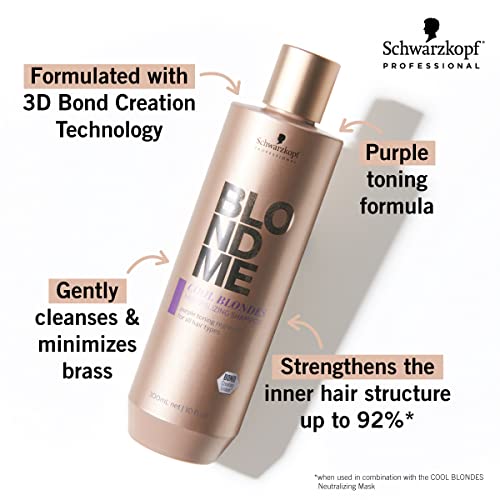 BLONDME Cool Blondes Neutralizing Shampoo – Moisturizing Hair Cleanser with Purple Toning Pigments – Neutralizes Yellow Tones and Brassiness in All Blonde Hair Types, 300ml