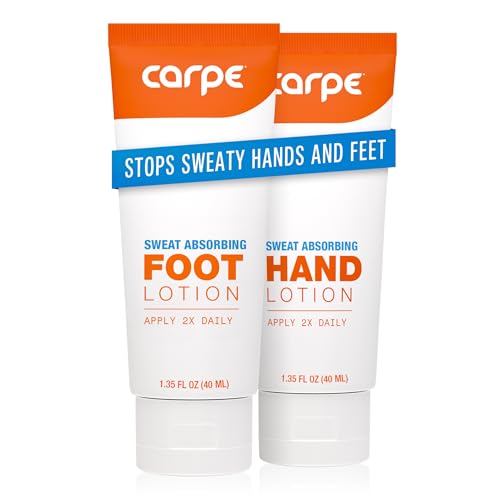 Carpe Sweat Absorbing Hand & Foot Lotion Bundle, Stop Sweaty Hands and Sweaty,Smelly Feet, Dermatologist Recommended