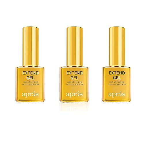 Aprés Extend Gel Gold Bottle Edition, Pack of 3 - Gel-X Tips Adhesive, No Primer or Bonder Needed (15 ml each)