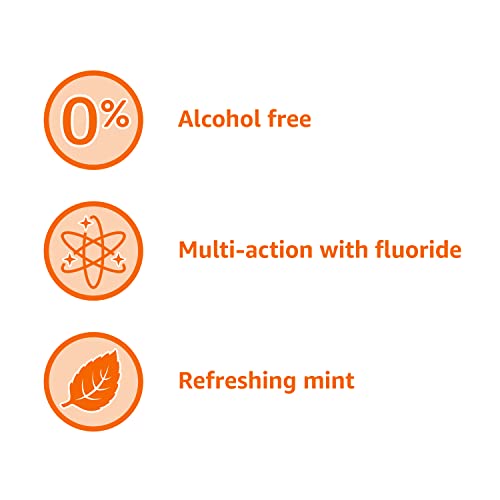 Amazon Basics Fluoride Mouthwash for Adults, Anticavity, Alcohol Free - Refreshing Mint Flavor, 1 Liter, 1-Pack