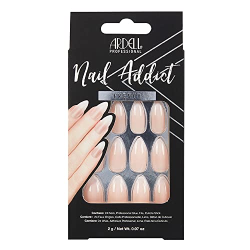 Ardell Nail Addict Press On Nails Artificial Nail Set - 27-Piece French Nail Tips, Ombre Fade, Reusable Acrylic Fake Nails