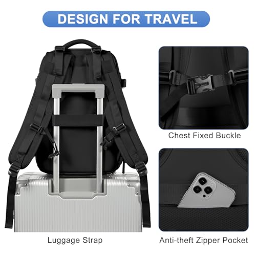 coofay Black Travel Backpack Carry on Flight Approved Mochila De Viaje Personal Item Backpack for Airlines Frontier Airlines Personal Item Bag Large Backpack for Travel Backpacks for Men Women