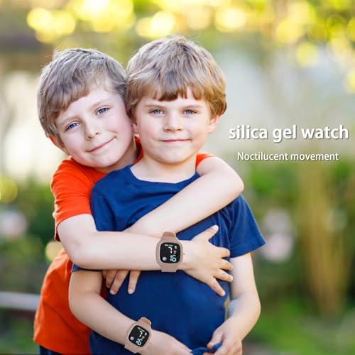 Ynnhik Children Digital Timepiece - Rectangular Glow Watch, Multicolor Electronic Face, Soft Rubber Strap | Bright Illuminated Feature, Fun Training Gadget Gift Idea Perfect Boys Ages Three Ten