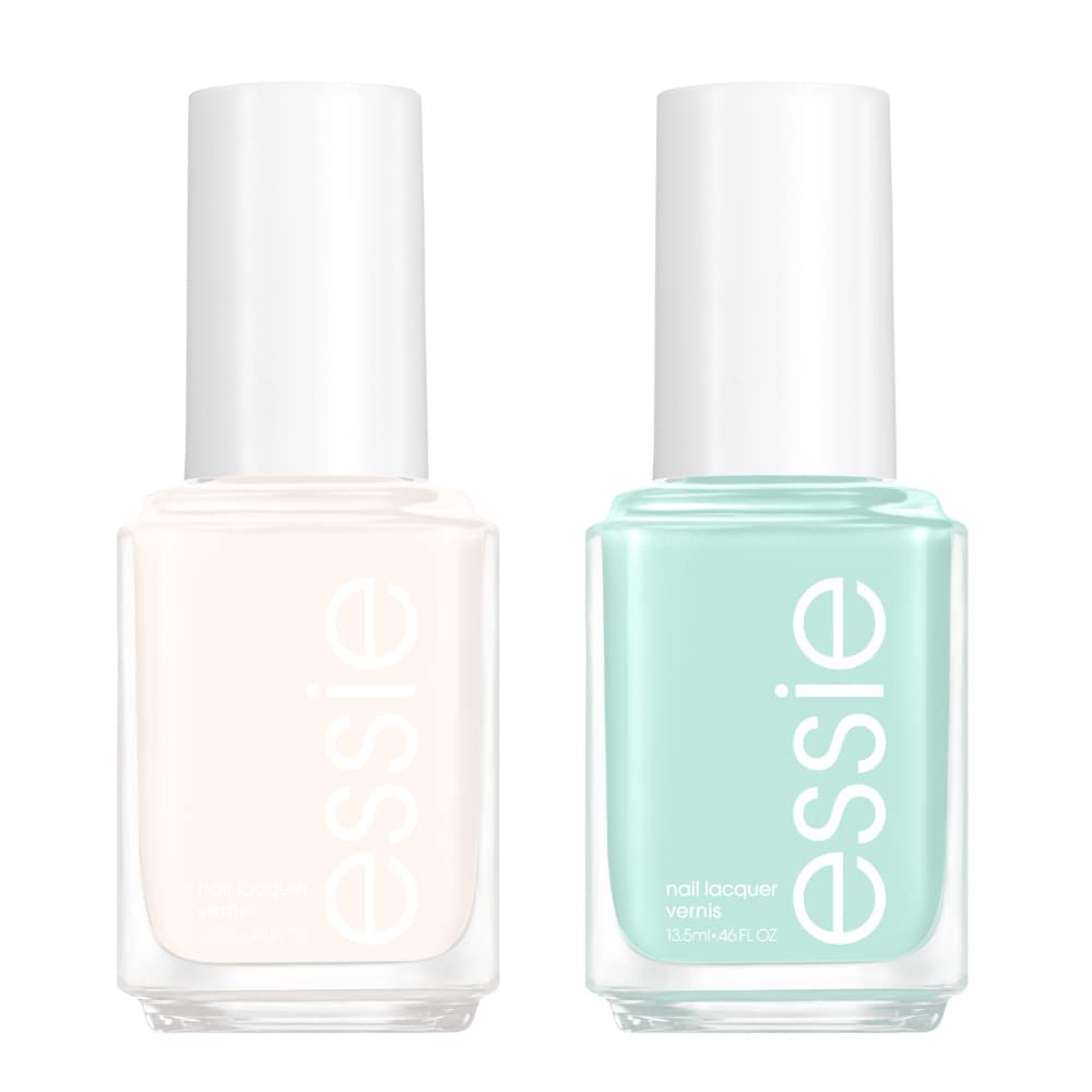 essie Nail Polish Set, Coastal Grandmother, Marshmallow, White Nail Polish + Mint Candy Apple, Mint Green Nail Polish 0.46 fl oz each