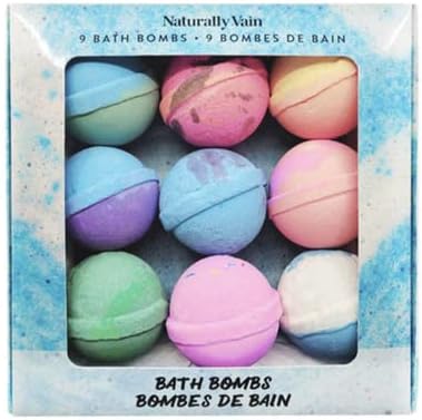 Bath Bomb Set, Handmade, Non-Staining, Sulfate-Free, Natural Luxury Bath Fizzies, Aromatherapy Spa Gift Set, Assorted Scents, 9-Pack