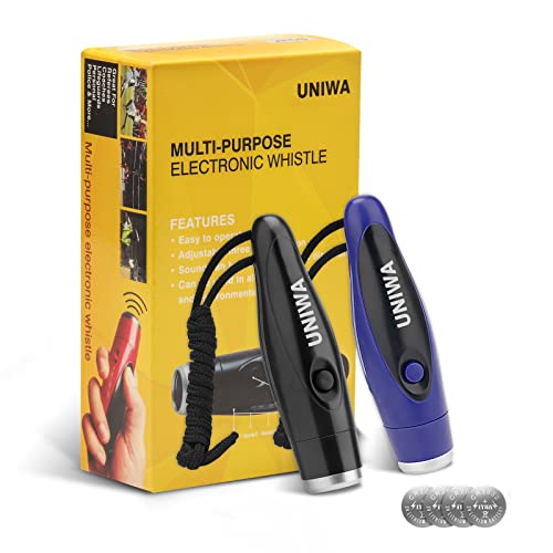 UNIWA Electronic Whistles, 2 Pack Handheld 3 Tone High Volume Electric Whistle with Lanyard for Teacher Coach Referee, Loudest Emergency Whistle Volleyball Soccer Sports Whistle