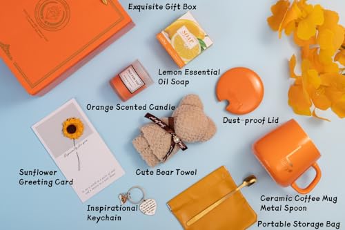 Birthday Gift Set for Women - Luxury Self-Care Fantasy Box for Her, Mom, Wife, Sister, Teen Girls - Valentine's/Mother's Day/Get Well Soon Gift(Lucky Orange)