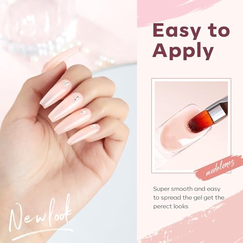 modelones Poly Gel Set 6 Colors Jelly Gel Milky White Sheer Pink Nude Translucent Nail Extension Kit DIY Art for Women